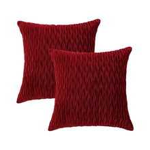 Kate Aurora Overfilled Crushed Velvet 1 Piece Zippered Christmas Accent Throw Pillow - 18" x 18" - Burgundy