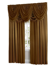 Kate Aurora 9 Piece Rod Pocket Semi Sheer Gold Window Curtains & Tasseled Valance Set - 84 in. Long
