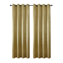 Set of 2 Leeds Floral Leaves Embossed Light Filtering Grommet Top Window Curtain Panels - Kate Aurora - Gold