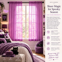 Kate Aurora 2 Piece Rod Pocket Halloween Purple Sheer Voile Window Curtains - 63 in. Long