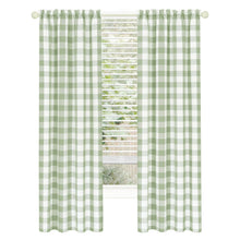 Kate Aurora Modern Farmhouse 2 Piece Large Buffalo Plaid Check Rod Pocket Curtains - 63 in - Granny Apple Green