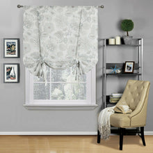 Kate Aurora Shabby Chic Floral Jacobean Sheer Single Tie Up Window Curtain Shade, 42in. W x 63in. L, Gray