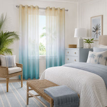 Kate Aurora 2 Piece Blue & Yellow Ombre Summery Sheer Grommet Top Curtain Panels - 84 in. Long