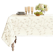 Kate Aurora Living Madison Floral Embroidered Fabric Tablecloth - 54 in. x 102 in. (8-10 Chair), Beige