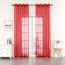 Kate Aurora 2 Piece Extra Long Grommet Top Sheer Voile Window Curtain Pair - 90 in. Long - Red