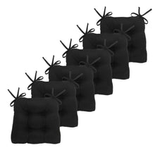 Kate Aurora Country Living Plush Solid Colored Country Farmhouse Reversible Chair Cushions/Pads With Tear Proof Ties - Black 