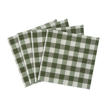 Kate Aurora Country Living 4 Pack Gingham Plaid Checkered Country Farmhouse Napkins - 8 in. W x 17 in. L, Green