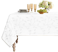Kate Aurora Living Madison Floral Embroidered Fabric Tablecloth - 54 in. x 102 in. (8-10 Chair), White