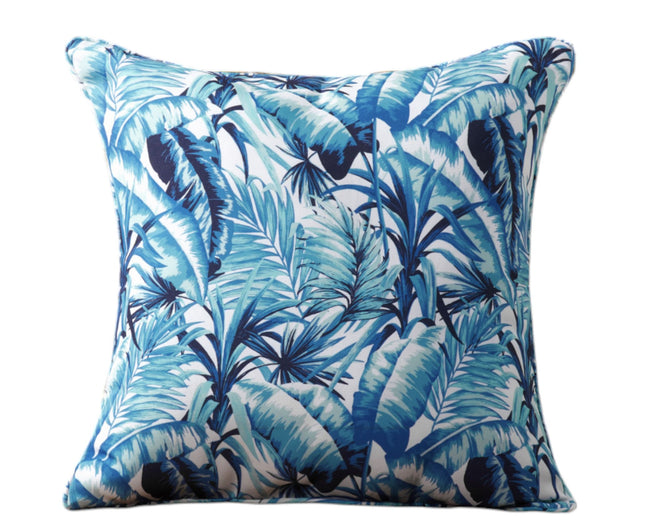 Kate Aurora 2 Piece Blue Tropical Floral Indoor/Outdoor Oversized & Overfilled Zippered Throw Pillow - 20" X 20"