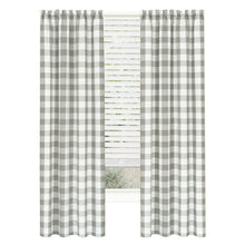 Kate Aurora Modern Country Farmhouse 3 Piece Buffalo Check Plaid Window Curtains & Valance Set - 63 in - Gray