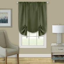 Kate Aurora Shabby Linen Farmhouse Sheer Flax Curtain Tie Up Single Window Curtain Shade - 42 in. W x 63 in. L, Sage