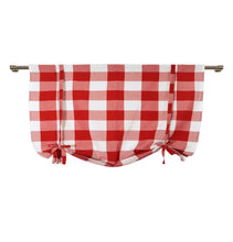 Kate Aurora Country Farmhouse Large Buffalo Plaid Tie Up Window Curtain With Ties - Red