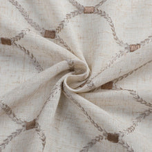 Kate Aurora 1 Piece Vienna Lux Embroidered Linen Blend Semi Sheer Grommet Window Curtain Panel - 84 in. Long - Flax
