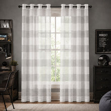 Kate Aurora 2 Piece Metallic Woven Cabana Striped Sheer Grommet Window Curtain Panels