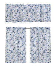 Kate Aurora Complete 3 Piece Rod Pocket Cherry Blossom Cafe Kitchen Curtain Tier & Valance Set - Blue