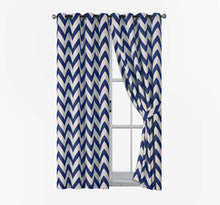 Kate Aurora 2 Pack Room Darkening Juvi Chevron Grommet Top Window Curtains With Tiebacks - 50 in. W x 63 in. L, Navy