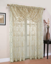 Kate Aurora Organza Sheer Milawi Complete 5 Piece Window Curtain Set - Beige