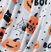 Kate Aurora Halloween BOO! Pumpkins & Spiders Ultra Soft & Plush Oversized Accent Throw Blanket - White