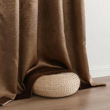 Kate Aurora 1 Piece Kathleen Light Filtering Grommet Top Embossed Fern Leaves Jacquard Window Curtain Panel - Taupe