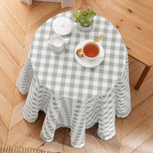 Kate Aurora Country Farmhouse Plaid Buffalo Check Stain & Spill Proof Fabric Tablecloths - 70 in. Round, Gray