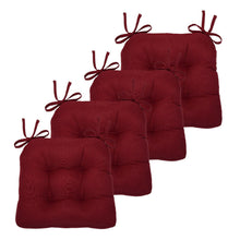 Kate Aurora Country Living Plush Solid Colored Country Farmhouse Reversible Chair Cushions/Pads With Tear Proof Ties - Burgun