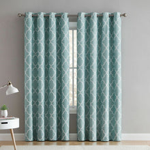Kate Aurora 2 Piece 100% Full Blackout Trellis Grommet Top Window Curtain Panels - 54 in. W x 96 in. L, Turquoise