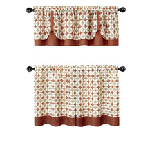 Kate Aurora Modern Geo 3 Pc Kitchen Curtain Tier & Valance Set - 56 in. W x 36 in. L, Spice