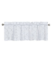 Kate Aurora Collections Trellis Lattice Rod Pocket Valance - 56 in. W x 18 in. L, Caroline Metallic Silver
