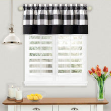 Kate Aurora Modern Farmhouse Buffalo Plaid Checkered Rod Pocket Window Valance - Black