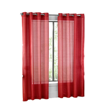 GoodGram Basic Home Grommet Top Sheer Single Window Curtain - 52 in. W x 90 in. L, Red