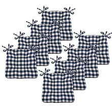 Kate Aurora Country Living Gingham Plaid Checkered Country Farmhouse Chair Cushion Pads - 8 Piece, Navy