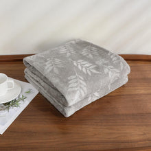 Kate Aurora Ultra Soft & Plush Hypoallergenic Pascal Leaf Accent Fleece Throw Blanket - 50" x 60" - Gray
