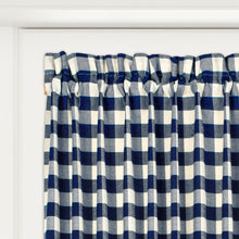 Kate Aurora Plaid Country Farmhouse French Door Curtain Panel With Matching Tieback - 25W x 40L, Navy Blue