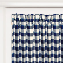 GoodGram Buffalo Check Gingham Custom Window Curtain Treatments - Single Curtain Panel 42 in. W x 63 in. L, Navy