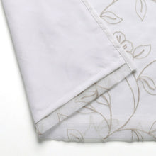 Kate Aurora Floral Embroidered Double Layered Sheer Grommet Curtains - 38 in. W x 84 in. L, Linen