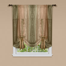 GoodGram Ombre Crushed Satin Sheer Single Window Curtains & Valances - 50 in. W x 63 in. L Single Tie Up Shade, Earth