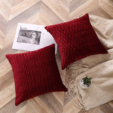 Kate Aurora Overfilled Crushed Velvet 1 Piece Zippered Christmas Accent Throw Pillow - 18" x 18" - Burgundy