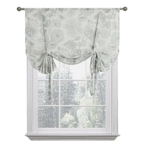 Kate Aurora Shabby Chic Floral Jacobean Sheer Single Tie Up Window Curtain Shade, 42in. W x 63in. L, Gray