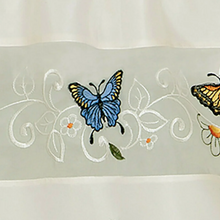 Kate Aurora Embroidered Butterflies & Sunflowers Complete 3 Piece Kitchen Curtain Tier & Valance Set