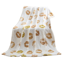 Kate Aurora Gold Lips Oversized Accent Throw Blanket - 50 in. x 70 in.