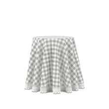 Kate Aurora Country Farmhouse Plaid Buffalo Check Stain & Spill Proof Fabric Tablecloths - 70 in. Round, Gray