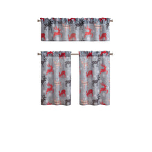 Kate Aurora Complete Plaid Christmas Reindeer Snowflakes 3 Pc Kitchen Curtain Tier And Valance Set - 56 in. W x 36 in. L