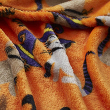 Kate Aurora Oversized Halloween Orange Friendly Cats & Broomstick Ultra Soft & Plush Accent Throw Blanket - 50 in. W x 70 in.