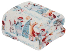 Kate Aurora Ultra Soft & Cozy Christmas Forest Friends Santa Plush Throw Blanket Cover - 50 in. W x 60 in. L
