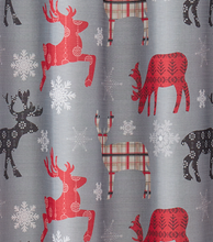 Kate Aurora Plaid Christmas Woodland Reindeer & Snowflakes Fabric Shower Curtain - Standard Size