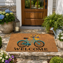 Kate Aurora Spring Bicycle & Bouquet Bristled Coir Outdoor Welcome Mat - 18"x30"