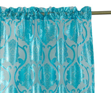 Kate Aurora 7 Piece Hampton Elegance Sheer Curtain Panels & Beaded Valances Set - Aqua White