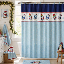 Kate Aurora Christmas Winter Frosty Penguins Lightweight Fabric Shower Curtain