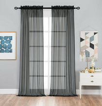 Kate Aurora Living 2 Pack Basic Home Rod Pocket Sheer Voile Window Curtains - 52in. W x 84in. L, Black