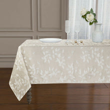 Kate Aurora Living Raised Jacquard Floral Leaves Spill Proof Fabric Tablecloth - 60 in. W x 84 in. L, Ivory
